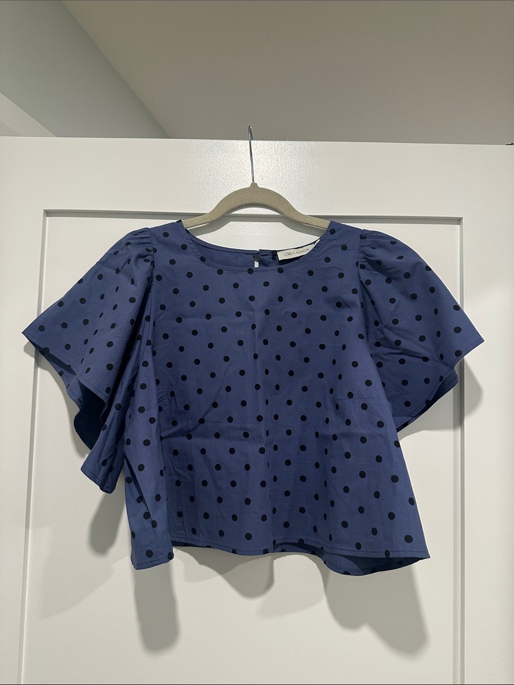 Ursa Minor - Iris Top - Haskap Polka Dot w/ Flutter Sleeves
